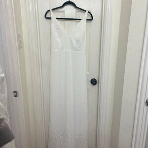 Lulus Love and Happiness White Button Back Mermaid Maxi Dress